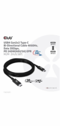 Club3D CAC-1575 USB-C, Data 20Gbps, PD 240W(48V/5A) EPR M/M, 2m Club3D kabel USB4 Gen2x2 Typ-C, Oboustranný USB-IF Certifikovaný data kabel, Data 20Gbps, PD 240W(48V/5A) EPR M/M 2m