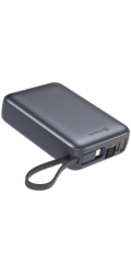 Swissten Power bank 20000 mAh s integrovanými kabely - USB-C, A, Lightning / šedá