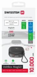 Swissten Power bank VOLTBOX MagGO 10000 mAh s integrovanými kabely + MAGSAFE + Apple WATCH
