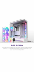NZXT skříň H9 Flow RGB+ dvoukomorová ATX / 2x140 mm RGB fan / 1x120 RGB fan / prosklená / controller / bílá