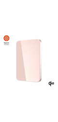 Powerbanka FIXED MagZen 5 Crystal s Qi2 a MagSafe, 5 000 mAh, růžová