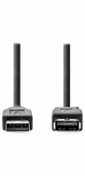 NEDIS prodlužovací kabel USB 3.2 Gen 1/ zástrčka USB-A - zásuvka USB-A/ 5 Gbps/ kulatý/ černý/ bulk/ 3m