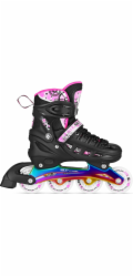 Nils Extreme NH10905 4v1 RŮŽOVÉ LED KOLENEČKOVÉ BRUSLÍ S DUHOVOU HOKEJOVOU ČEPELÍ VELIKOST M (35-38) NILS EXTREME