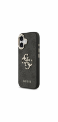 Guess PU Leather 4G Metal Logo Gold Frame kryt iPhone 17 čierny