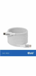 Club3D Kabel magnetický USB-C, 240W PD3.1, 480 Mbps, 2m, bílá