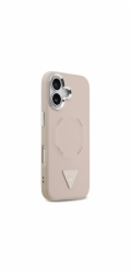 Guess PU Leather Triangle Logo MagSafe kryt iPhone 17 ružový