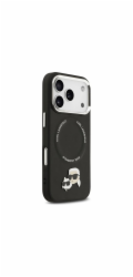 Karl Lagerfeld PU Karl and Choupette Heads Pins MagSafe kryt iPhone 17 Pro čierny