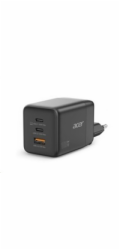 ACER Adaptér 100W GaN charger, 3porty: 2x USB-C + 1x USB-A ports, EU a UK zástrčka, textilní obal, black