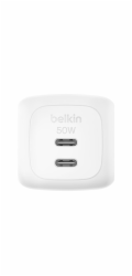 Belkin BOOST CHARGE™ PRO Duální 50W USB-C Power Delivery GaN PPS nástěnná nabíječka, bílá