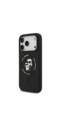 Karl Lagerfeld Silikonový kryt Karl&Choupette s kroužkem MagSafe pro iPhone 17 Pro, černý