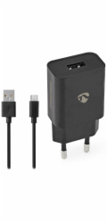 NEDIS síťová nabíječka/ 5 W/ 5 V/ 1 A/ USB-A/ černá/ micro USB kabel 1m