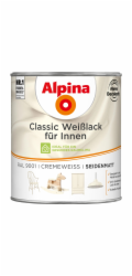 Alpina Classic White Interiérový lak krémový saténový povrch 750 ml