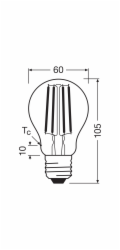 LED žárovka Osram E27, tvar žárovky A40, energetická třída A, 2,2 W, 2700 K, 10,5 cm x O 6 cm