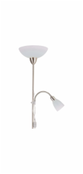 Stojací lampa Pienza se čtecím světlem, niklově bílá, výška cca 180 cm