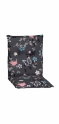 Polštář na křeslo s nízkým opěradlem Bregenz šedý s květinovým vzorem