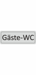 Dveřní cedule "WC pro hosty" 12 cm x 4,5 cm tvrdé PVC stříbrošedé