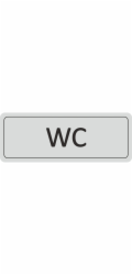 Dveřní cedulka "WC", 12 cm x 4,5 cm, tvrdé PVC, stříbrošedá