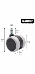Otočná židle Wagner, sada 5 koleček, O 6 cm, černošedá
