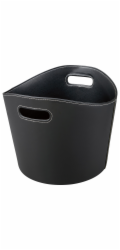 Koš na palivové dřevo, imitace kůže, O 39 cm, černý