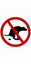 Cedule na dveře "Zákaz psích hoven" O 9,5 cm z tvrdého PVC