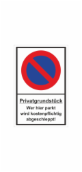 Výstražná a informační cedule „Soukromý pozemek. Kdo zde parkuje...“ 30 cm x 20 cm PST