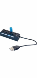 Schwaiger® USB 2.0 Hub 4portový černý s přepínačem a stavovou LED diodou