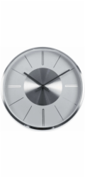Moderní nástěnné hodiny z hliníku, průměr 30 cm, stříbrné