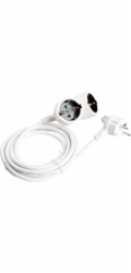 Prodlužovací kabel s ochranným kontaktem, 2cestný, bílý, 3 m