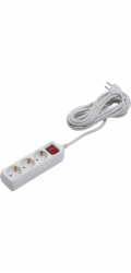 Prodlužovací kabel s 3 zásuvkami a vypínačem, bílý, 5 m