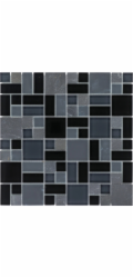 Mozaikové matné sklo a černý břidlicový blok 30 cm x 30 cm