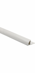 Čtvrtkruhový ukončovací profil, lesklé bílé PVC, 10 mm x 2,5 m