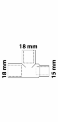 Kirchhoff redukční T-kus 18 mm x 18 mm x 15 mm, 3 objímky, hladké