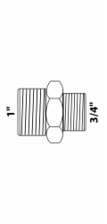 Kirchhoff redukční dvojitá nipl 33,3 mm (1" AG) x 26,4 mm (3/4" AG) chrom