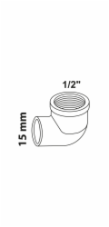 Kirchhoff úhelník 90° 15 mm x 18,7 mm (1/2" vnitřní) 1 prázdný nástrčný klíč