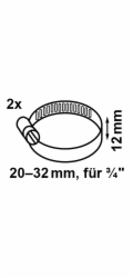 Hadicová spona Kirchhoff, šířka 12 mm, rozsah sevření 20-32 mm, nerezová ocel, 2 kusy