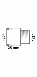 Prodloužení kohoutku Kirchhoff 18,7 mm (1/2" vnitřní) x 21 mm (1/2" vnitřní) x 25 mm, chrom