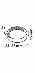 Hadicová spona Kirchhoff, šířka 12 mm, rozsah sevření 23-35 mm, nerezová ocel, 2 kusy