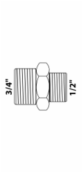 Kirchhoff redukční dvojitá nipl 26,4 mm (3/4" AG) x 21 mm (1/2" AG), chrom