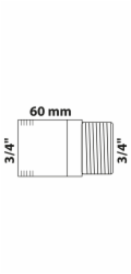 Kirchhoff dvojitá vsuvka 26,4 mm (vnější závit 3/4") x 60 mm bez závitu