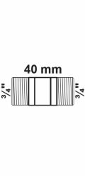 Kirchhoff dvojitá vsuvka 26,4 mm (vnější závit 3/4") x 40 mm bez závitu