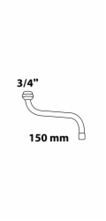 Kirchhoff S-trubkový výstup se směšovací tryskou a O-kroužkem, 20 mm (3/4") x 150 mm, chrom