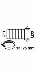 Kirchhoff poloviční hadicová spojka MS s hadicovou svorkou M22IG x 1/2"T chrom