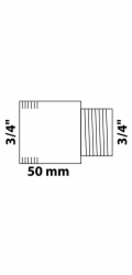 Prodlužovací závitník Kirchhoff 24,2 mm (3/4" vnitřní) x 26,4 mm (3/4" vnitřní) x 50 mm bez závitu