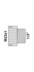 Kirchhoff adaptér 21 mm (vnější závit 1/2") x vnitřní závit M22, chrom