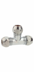 T-kus s kompresním fitinkem Kirchhoff, chromovaný, 15 mm (3/8") x 10 mm