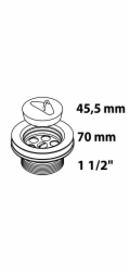Kirchhoff vypouštěcí ventil, miska ventilu s ventilovou zátkou, 47,8 mm (vnější závit 1 1/2") x 70 mm