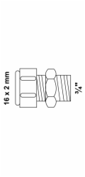 Kirchhoff přechodový kus 16 mm x 26,4 mm (vnější závit 3/4") s kompresním fitinkem pro polotovar MSVR