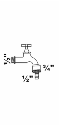 Páková rukojeť Kirchhoff výpustného ventilu 21 mm (vnější závit 1/2") x 26,4 mm (vnější závit 3/4") x 1/2" matná