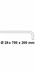 Kirchhoff tlaková proplachovací trubka 90° rovná ocel 28 mm x 700 mm x 200 mm chrom