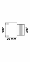 Prodloužení kohoutku Kirchhoff 15 mm (3/8" vnitřní) x 16,7 mm (3/8" vnitřní) x 20 mm, chrom